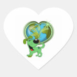 Día de la Tierra y hoja Pegatina Corazón