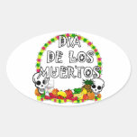 Dia De Los Muertos Calcomanía De Oval