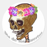 Dia de Los Muertos o Halloween Pegatinas Redondas