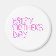 Día de madres feliz.  Letras rosadas Imán De Frigorífico