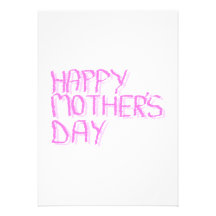 Día de madres feliz.  Letras rosadas Invitación Personalizada