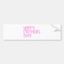 Día de madres feliz.  Letras rosadas Etiqueta De Parachoque