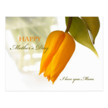 Día de madres feliz, tulipán amarillo postales
