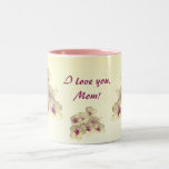 Día de madres floral blanco y rosado taza