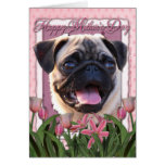 Día de madres - tulipanes rosados - barro amasado tarjetón