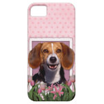 Día de madres - tulipanes rosados - beagle iPhone 5 Case-Mate cobertura