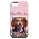 Día de madres - tulipanes rosados - beagle iPhone 5 Case-Mate carcasas