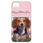 Día de madres - tulipanes rosados - beagle iPhone 5 funda
