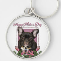 Día de madres - tulipanes rosados - Frenchie - tru Llaveros Personalizados