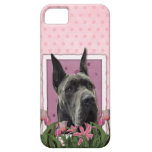 Día de madres - tulipanes rosados - great dane - g iPhone 5 carcasas