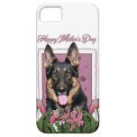 Día de madres - tulipanes rosados - pastor alemán  iPhone 5 Case-Mate carcasas