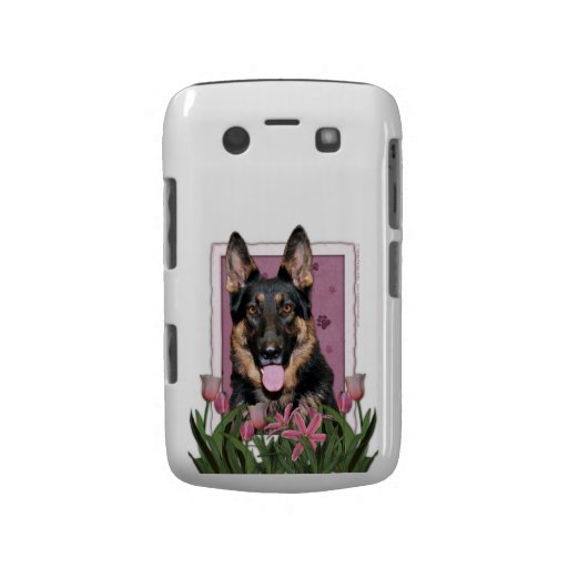 Día de madres - tulipanes rosados - pastor alemán  blackberry carcasa