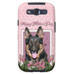 Día de madres - tulipanes rosados - pastor alemán  samsung galaxy s3 funda