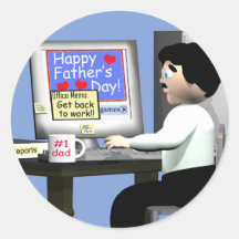 Día de padres feliz en la oficina etiqueta redonda