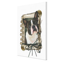 Día de padres - patas de piedra - Boston Terrier Impresion En Lona