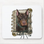 Día de padres - patas de piedra - Doberman - rojo Tapetes De Ratón