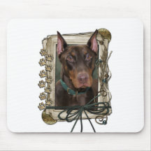 Día de padres - patas de piedra - Doberman - rojo Tapetes De Ratón