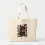 Día de padres - patas de piedra - Doberman - rojo Bolsas De Mano