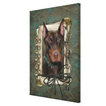 Día de padres - patas de piedra - Doberman - rojo Lona Estirada Galerías