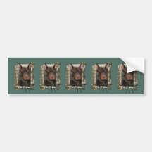 Día de padres - patas de piedra - Doberman - rojo Pegatina De Parachoque