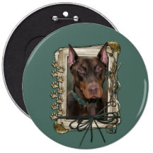 Día de padres - patas de piedra - Doberman - rojo Pin