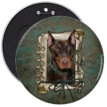 Día de padres - patas de piedra - Doberman - rojo Pin