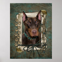 Día de padres - patas de piedra - Doberman - rojo Impresiones