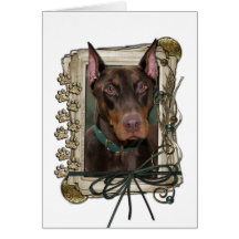 Día de padres - patas de piedra - Doberman - rojo Tarjeta