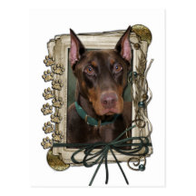Día de padres - patas de piedra - Doberman - rojo Tarjetas Postales