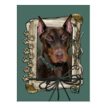 Día de padres - patas de piedra - Doberman - rojo Postales