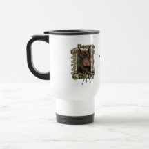 Día de padres - patas de piedra - Doberman - rojo Taza