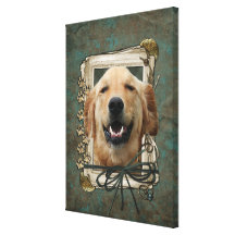 Día de padres - patas de piedra - golden retriever lienzo envuelto para galerias