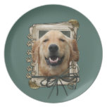 Día de padres - patas de piedra - golden retriever plato de cena