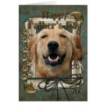Día de padres - patas de piedra - golden retriever tarjeton