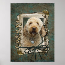 Día de padres - patas de piedra - GoldenDoodle Poster
