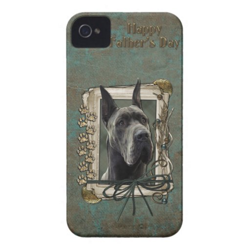 Día de padres - patas de piedra - great dane - gri Case-Mate iPhone 4 carcasa