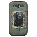 Día de padres - patas de piedra - Labrador - negro Samsung Galaxy S3 Protectores