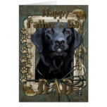 Día de padres - patas de piedra - Labrador - negro Felicitaciones