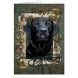 Día de padres - patas de piedra - Labrador - negro Tarjetón