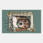 Día de padres - patas de piedra - perrito del beag rectangular pegatina
