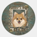 Día de padres - patas de piedra - Pomeranian Etiquetas Redondas