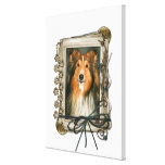 Día de padres - patas de piedra - Sheltie Lona Estirada Galerías