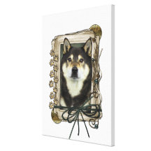 Día de padres - patas de piedra - Shiba Inu - Yash Impresiones En Lona Estiradas