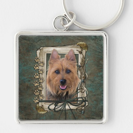 Día de padres - patas de piedra - Terrier australi Llavero Personalizado