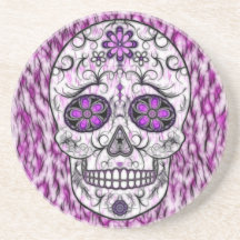 Día del cráneo muerto del azúcar - rosado y de la  posavasos diseño