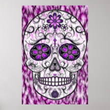Día del cráneo muerto del azúcar - rosado y de la  posters