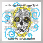 Día del diseño cómico del tatuaje del cráneo muert impresiones