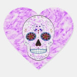 Día del fractal Cráneo-Púrpura y multi muerto del  Pegatinas De Corazon