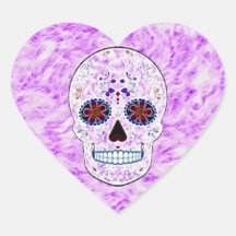 Día del fractal Cráneo-Púrpura y multi muerto del  Pegatinas De Corazon