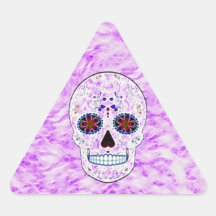 Día del fractal Cráneo-Púrpura y multi muerto del  Pegatina Trianguladas Personalizadas